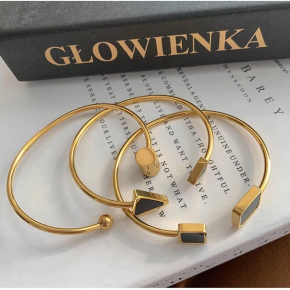 18k Gold Plated Bangle Bracelet\ 3pc - Picture 5 of 9